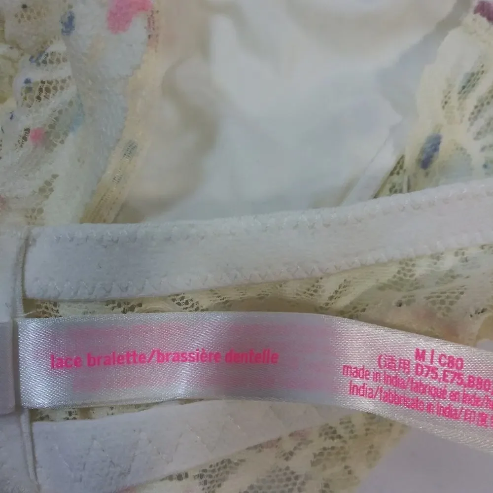 Victoria’s Secret PINK Cream Floral Halter Bralette Size M